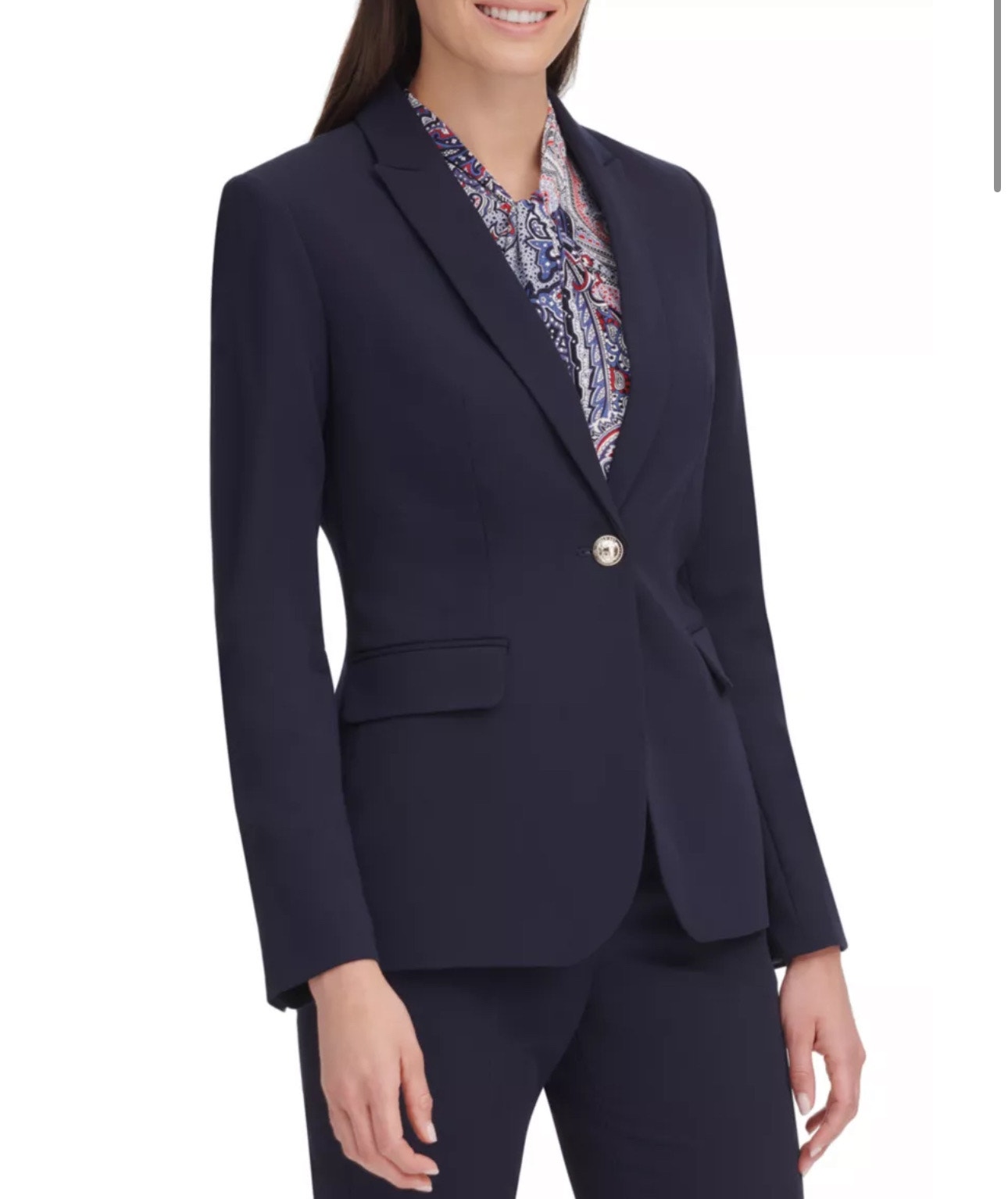 Tommy Hilfiger Women's 1 Button Twill Suit Jacket, Size 4